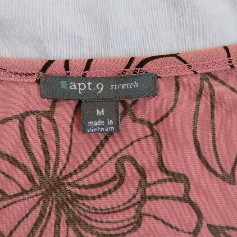 VTG Apt 9 Brown Pink Floral Stretch Babydoll Dress Tie Back Y2K 90s Women's M - Picture 4 of 9